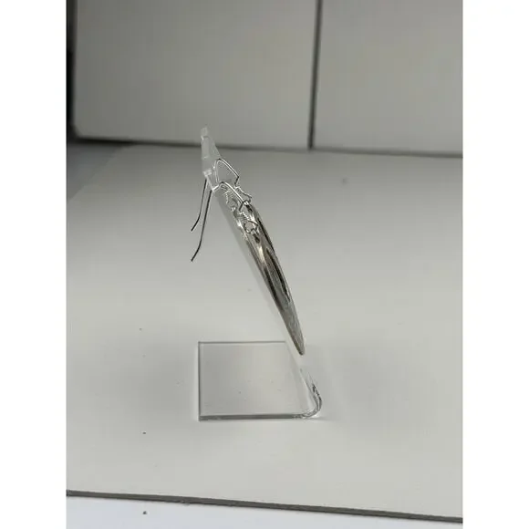 TM-121 Taxco Mexico Sterling Silver Pierced Earrings Inlaid Stone - Picture 8 of 12